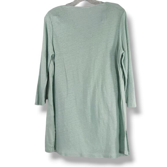 EUC J.Jill Love Linen Split Neck Oversized Linen Tunic Sz. S [6-8] Soft Green - Picture 2 of 10